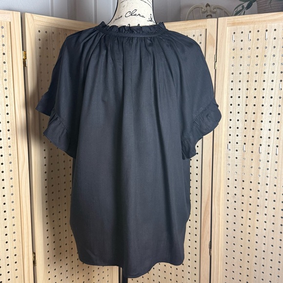 Lands’ End Black TENCEL™ Lyocell Ruffle Sleeve Blouse Women’s XL NWT - Picture 4 of 11